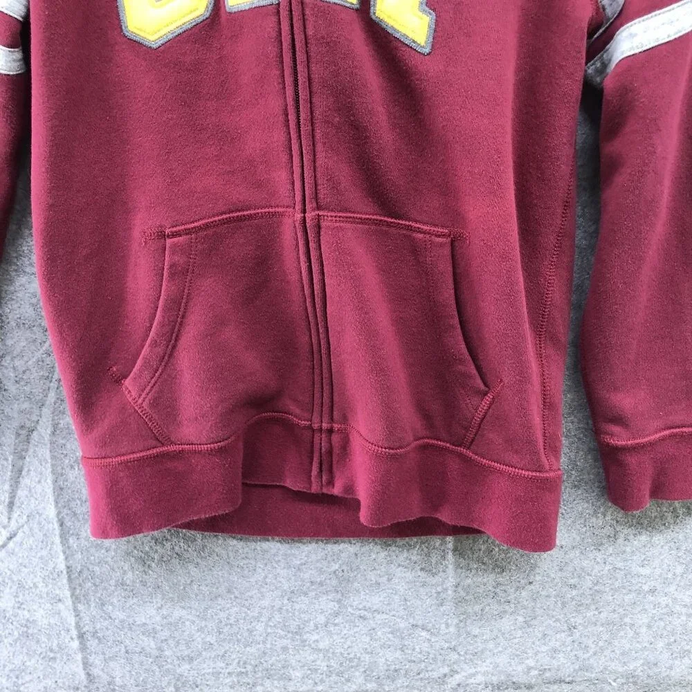 Gap Kids Boys Size L (10) Zip Hoodie‎ Burgundy Logo Rugby Varsity Sweatshirt